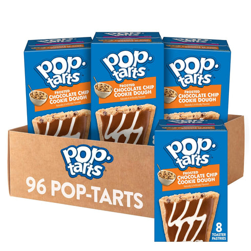 Pop-Tarts Toaster Pastries, Lunch Snacks, Frosted Chocolate Chip Cookie Dough (96 Pop-Tarts)