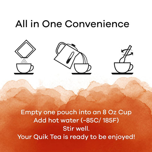 QuikTea Ginger Chai Tea Latte - 10 Count - Bold Ginger Flavor - Just Add Hot Water
