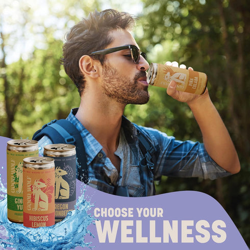 Pack 2 12 oz (6 Pack) GOOD WOLF Probiotic Refresher Variety Sparkling Soda with Ginger Yuzu, Oregon Marionberry