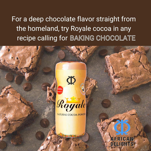African Delights Royale Natural Cocoa Powder for Baking Black, Dark, Ceremonial Cacao, Sugar Free, Raw Powder, High
