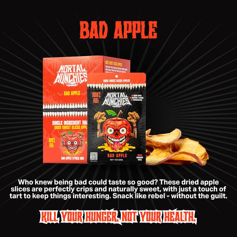 (6 Pack, 1 Oz) Mortal Munchies - Apple Dried Fruit Real Fruit Snack, Sweet and Chewy, Rich in Vitamin C, Fat-Free