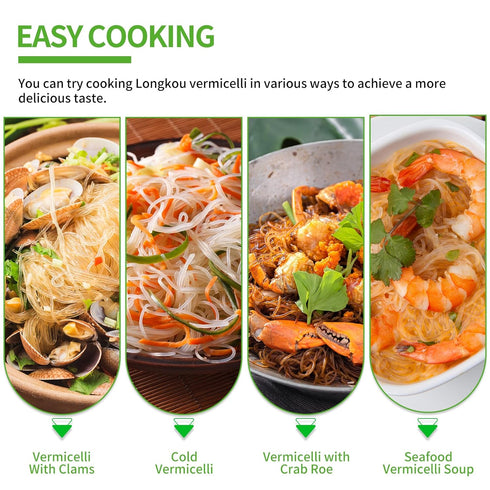 MUYIXUN Pot(500g/1.1 lb) (1pcs) Longkou Mung Bean Vermicelli,Glass Noodles,Vermicelli Rice Noodles,No Additives,Quick