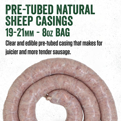 19-21mm, 20-25 6.7 Package LEM Products Pre-Tubed Natural Sheep Casings, Edible Sausage Casings, Stuffs Approximately