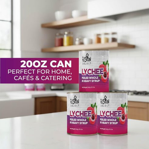 1 Pack 20oz Fusion Select Canned Lychees in Syrup - Ready to Serve Canned Lychee Fruit - Peeled Whole in Heavy Syrup
