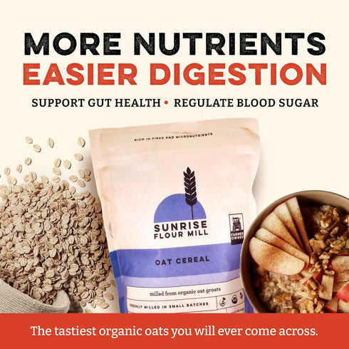 32 oz Sunrise Flour Mill Heritage Organic Oat Cereal - | Non-GMO | Enjoy Flavorful Breakfast Oatmeal | Lowers