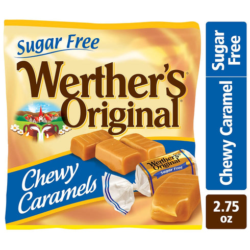 Werther's Original 2.75 Oz (Pack 12) Chewy Sugar Free Caramel Candy, Bags
