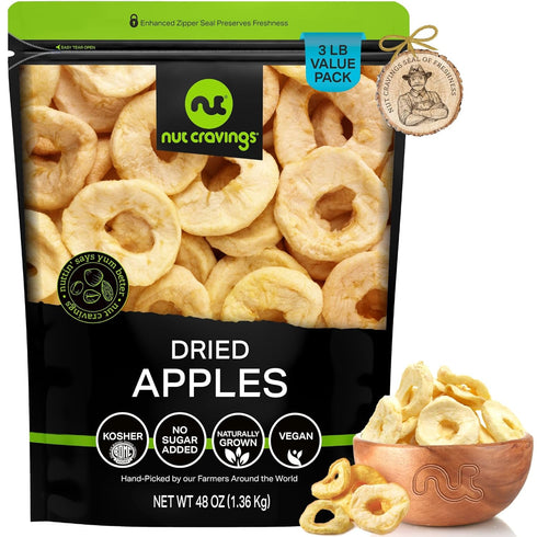 NUT CRAVINGS - Dried Apple Rings Slices, No Sugar Added - Chewy