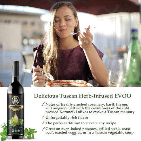 500mg/kg M.G. PAPPAS High Polyphenol Tuscan Herb Infused Olive Oil Extra Virgin - Over - Unfiltered First Cold Pressed