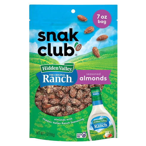 Snak Club Almonds with Hidden Valley Ranch Seasoning, Roasted Almonds, Gluten-Free and