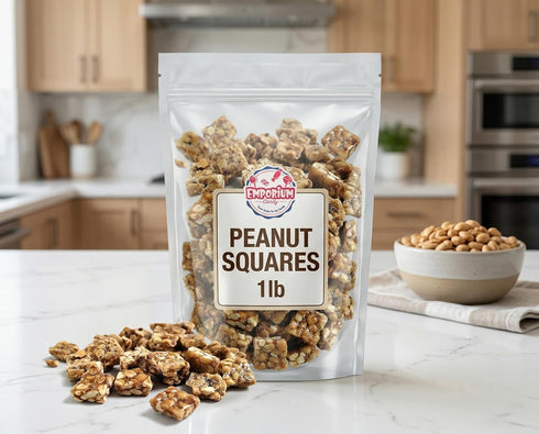 1 lb Peanut Squares - of Fresh Sweet Crunchy Delicious Roasted Bite Size Snack