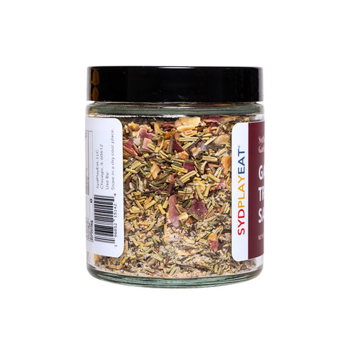 2.2 Oz Truffle Salt Blend with Garlic, Onion, Shallots, Rosemary, Thyme, Sea Salt - SydSalt Garlic - Try on Popcorn