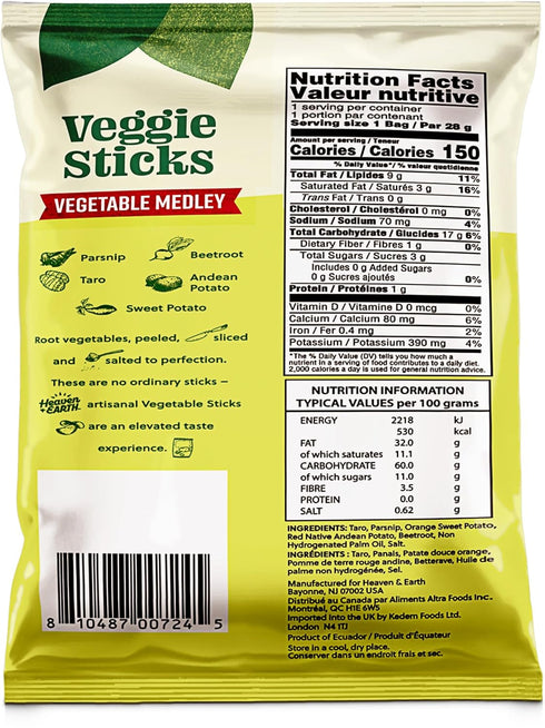1oz (6 Pack) Heaven & Earth Root Veggie Sticks, | Thin Stix | Perfect Snack & Salad Topper | Gluten Free | All Natural