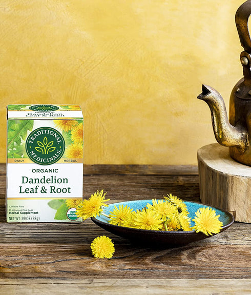 16 (Pack 2) Traditional Medicinals Tea, Organic Dandelion Leaf and Root Tea, Bags