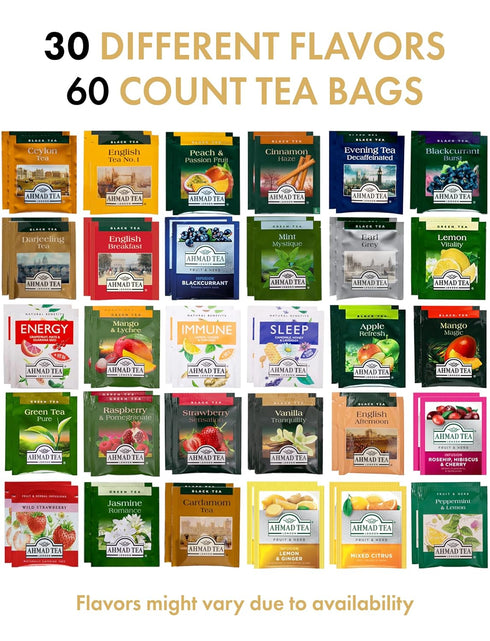 Enjoy Better Coffee Pack (60 Count) 30 (2 Packs Ahmad Tea Bags Sampler Assortment Variety in Bamboo Organizer Flavors