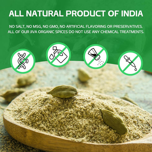 Organic Ground Cardamom Powder, 3.5 Ounce Bag, Premium Aromatic Non-GMO by Jiva Organics