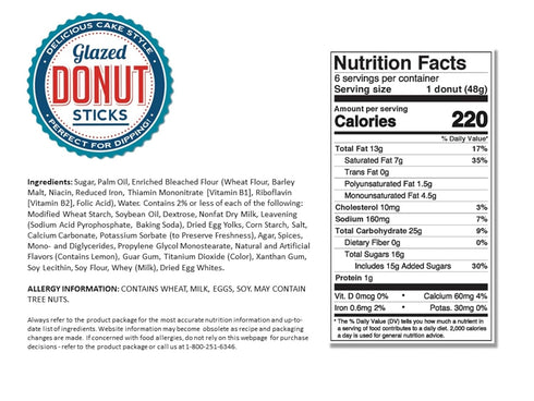 6 10 OZ Little Debbie Donut Sticks Individually Wrapped Snack Cakes, Box