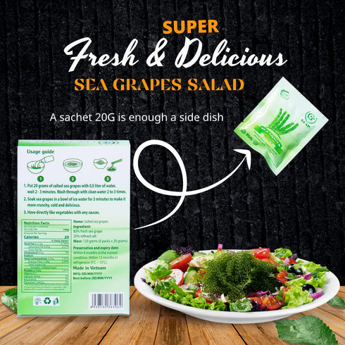 GCAP Sea Grapes – PREMIUM, 4.23 OZ of 6 Packs, Dehydrated Seaweed, Umibudo, Green Caviar, Lato Seaweed Superfood