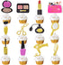 Spa Makeup Cupcake Toppers Decoration Supplies, 24Pcs Gold Glitter for Bridal Shower, Bachelorette, and 18th Birthday