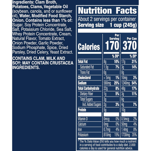 18.5 oz Progresso New England Clam Chowder, Reduced Sodium Canned Soup