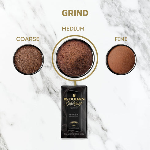 16 oz 100% (Pack 4) Induban Gourmet, Bag, Ground Coffee, Medium Roast - Premium Arabica Coffee from the Dominican