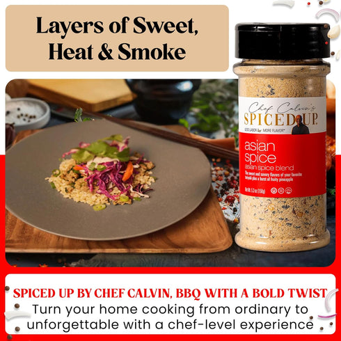 5.3 Oz Asian BBQ Seasonings and Rubs for Beef, Salmon & Chicken, Asian Seasoning with Pineapple Ginger & Chili Flakes