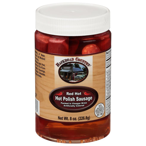 Backroad Country Red Hot Pickled Polish Sausage 8 Ounces