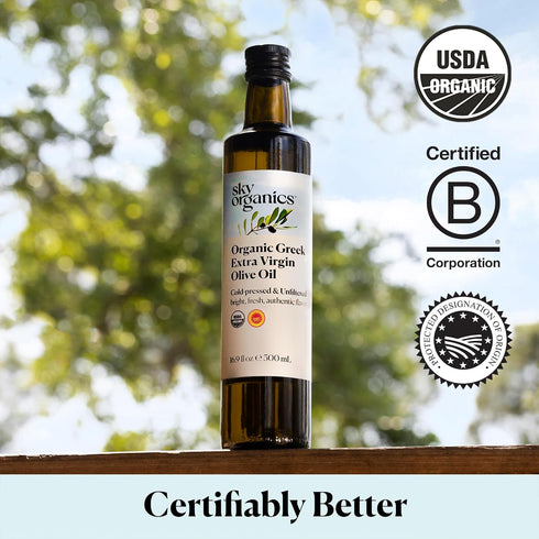16.9 oz 100% Sky Organics - Organic Extra Virgin Olive Oil, fl - Cold Pressed & Unfiltered - Bright, Fresh, Authentic