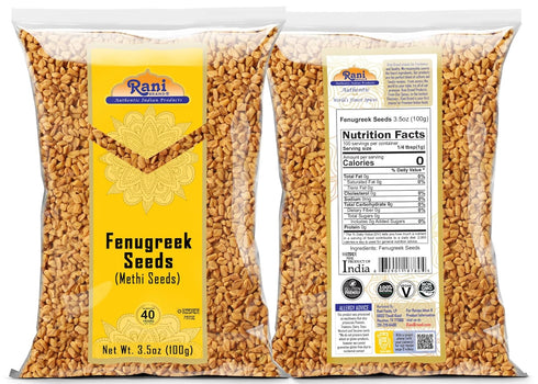 Rani Fenugreek (Methi) Seeds Whole 3.5oz (100g) - All Natural, Vegan, Gluten Friendly, Non-GMO, Indian Origin