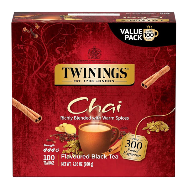 Twinings Chai Black Tea Individually Wrapped Bags, 100 Count (Pack of 1),