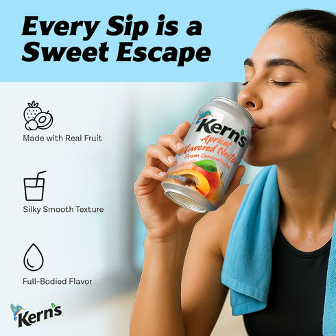 11.3oz, 24 Pack Kerns Apricot Nectar Juice - Made with Fresh Fruit Puree & Apricot Juice Concentrate for Smoothie Mix