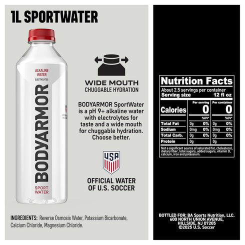 9+, 1 (Pack 12) BODYARMOR SportWater Alkaline Water, Superior Hydration, High Alkaline Water pH Electrolytes, Perfect