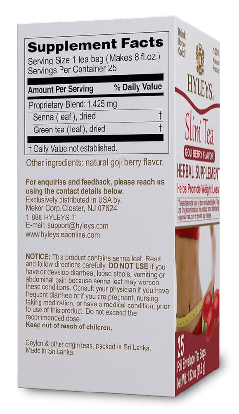 25 (1 Pack) HYLEYS Slim Tea Goji Berry Flavor - Weight Loss Herbal Supplement Cleanse and Detox - Tea Bags