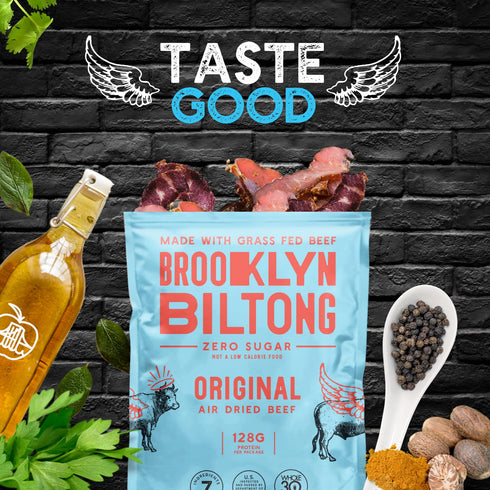 Brooklyn Biltong Air Dried Grass Fed Beef Snack, South African Beef Jerky (8 oz, Pack of 1) - Whole30 Approved