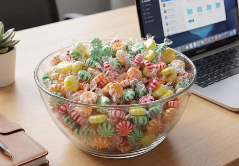 2 lb Fruit Starlight Hard Candy Bulk Assorted Fruit Flavored Mints Cherry Lime Lemon Orange Grape Individually Wrapped