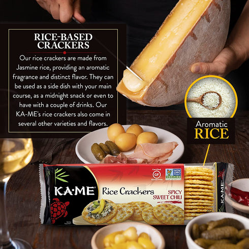 3.5 Oz (4 Pack) Ka-Me Rice Crackers Gluten Free And Non GMO Verified - Spicy Sweet Chili