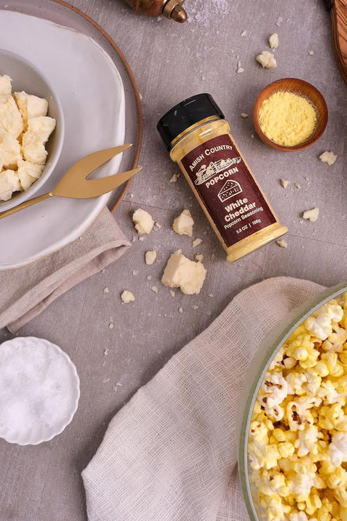 Country 3.8 oz Amish Popcorn | White Cheddar Cheese - Popcorn Seasoning | Old Fashioned, Non-GMO
