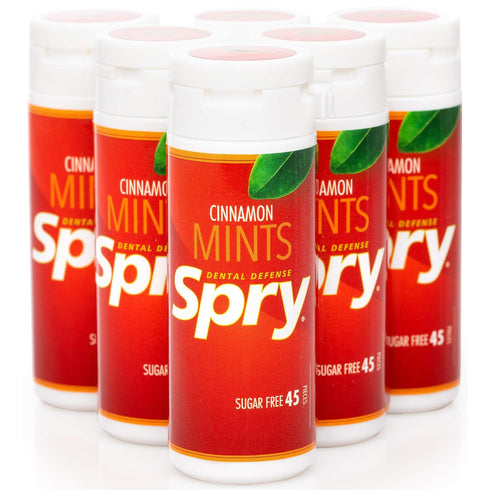 Spry Xylitol Cinnamon Mints, Sugar Free Candy, 45 Count (Pack of 6) - Promote Oral Health