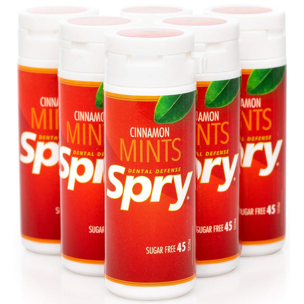 Spry Xylitol Cinnamon Mints, Sugar Free Candy, 45 Count (Pack of 6) - Promote Oral Health