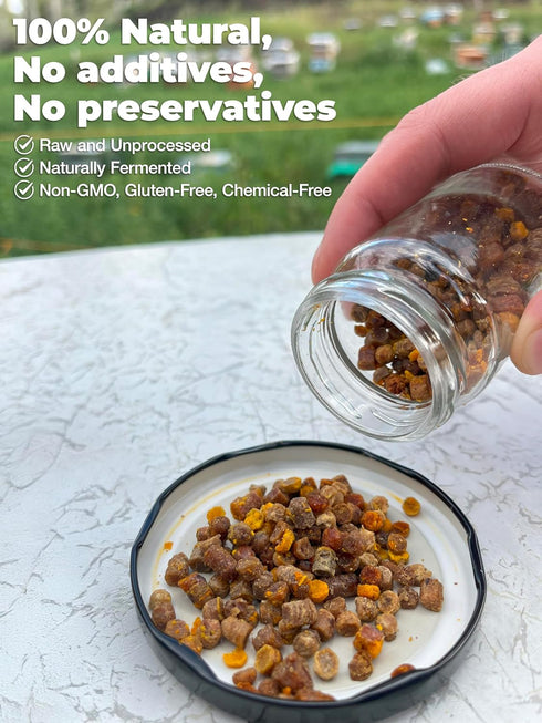 2026 3.53 OZ (100G) Tavusker Bee Bread Harvest, Fresh Perga Naturally Fermented Bee Pollen, Gluten Free