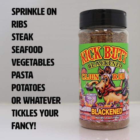 Kick Butt Gourmet Cajun Seasoning Spice Shaker - Spicy Cajun Seasoning Rub (7 oz) - Use for Creole Seasoning (Blackened Cajun)