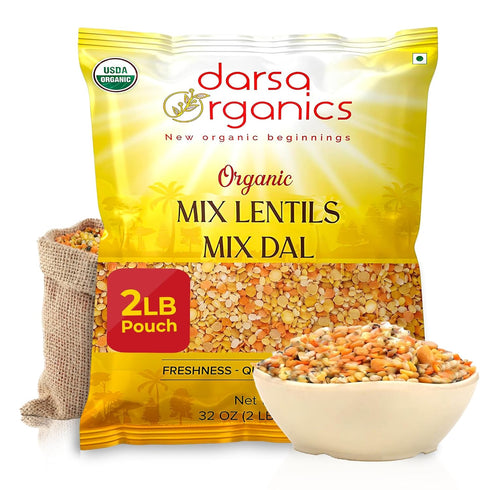 Darsa Organics Mixed Lentils (Panchratna Dal) 2lb | USDA Organic, Non-GMO, Kosher