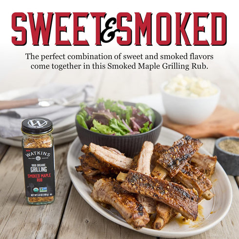 Watkins Organic Grilling Smoked Maple Rub, Non-GMO, Kosher, 3.8 Oz, 1-Pack