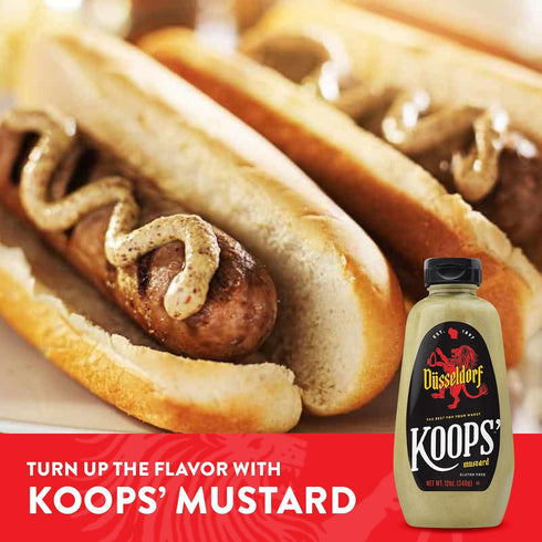12 Oz, Pack 2 Koops' Dusseldorf Mustard German-Style Bratwurst Mustard, Gluten-Free, Kosher, Made in USA, From Quality