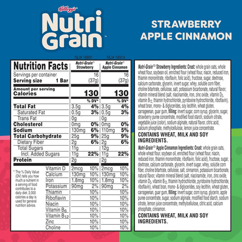 10g Pack (3 48 Count) Nutri-Grain Breakfast Bars, Made with Whole Grains, Snack Bars, Variety Boxes
