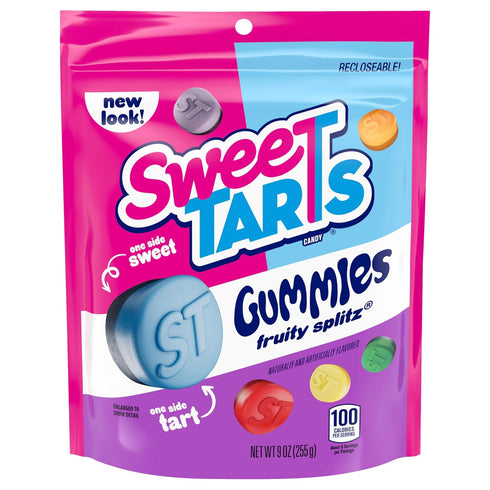Gummies 9 oz SweeTARTS Fruity Splitz, Candy, Sweet and Tart, Resealable Bag