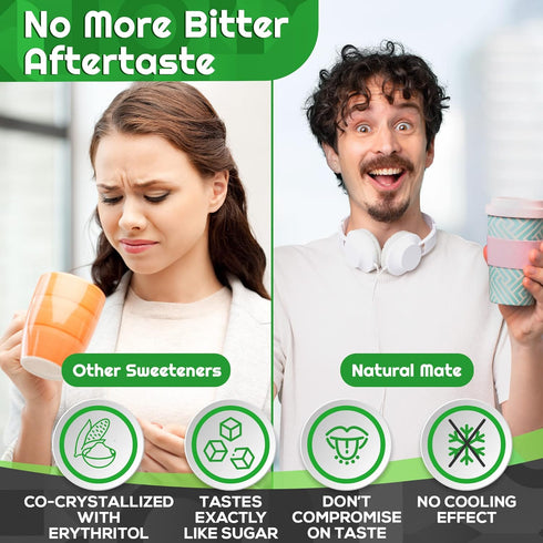 2:1 (1Lb/16OZ, Pack 3) Natural Mate Zero Calorie Sweetener - Organic Stevia Granular Powder Blended with Erythritol