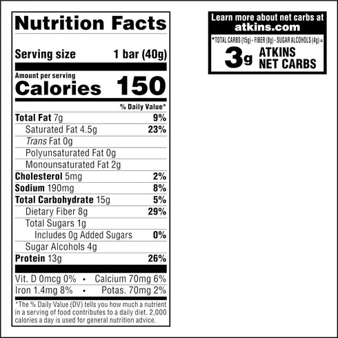 16 Count Atkins Lemon Flavored Snack Bar, High Protein Bar, Low Sugar and Low Carb, Keto Friendly Snack, Gluten Free