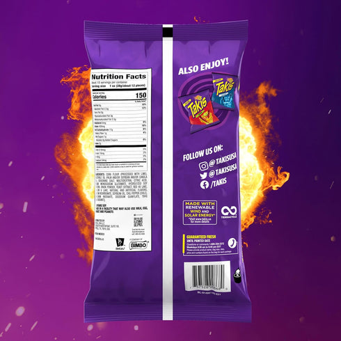 Multipack 14 9.9 Takis Fuego Rolled Spicy Tortilla Chips, Hot Chili Pepper Lime Flavored, Box Bags, Ounces Each