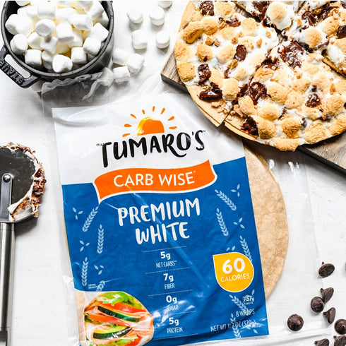 8 Count (Pack 3) Tumaro's Premium White Carb Wise Wraps - Low Carb - Keto Certified Sandwich & Burrito Tortillas