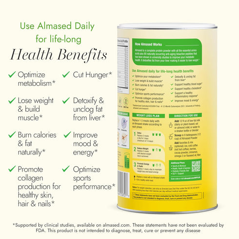17.6 oz Almased Meal Replacement Shake - Low-Glycemic High Plant Base Protein Powder- Nutritional Weight Health Support